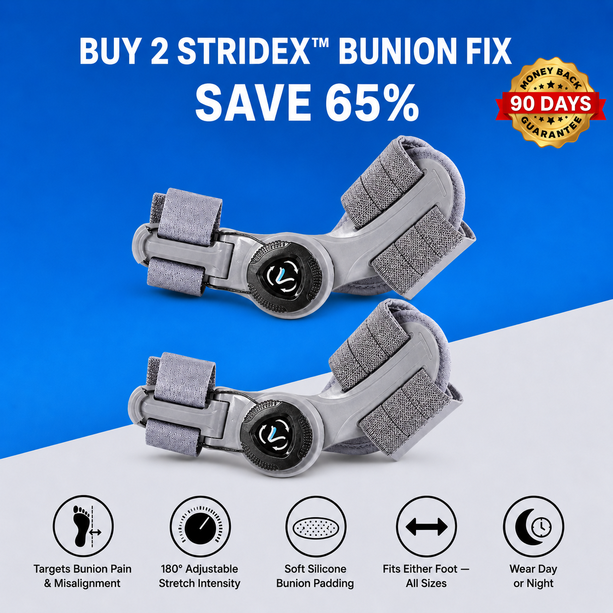 Stridex™- Patented Hinge Corrector for Bunion Pain Relief
