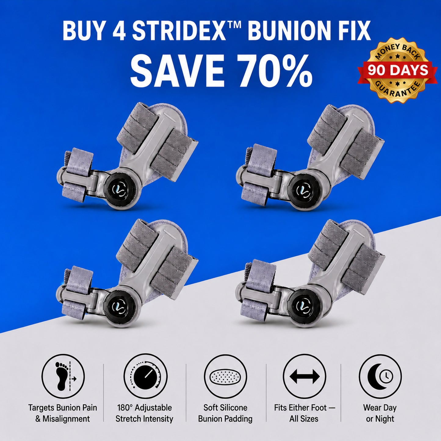 Stridex™- Patented Hinge Corrector for Bunion Pain Relief